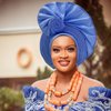 QliHut Nigerian Gele Headties with Beads and Stones African Headtie Women Head Wrap Already Made Auto (Sky blue)