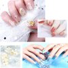 28 Grids Gold Metal Nail Art Studs, 3D Metal Nail Charms,Mix Geometry Nail Art Glitter Flakes Decorations Set, Rivet Jewelry Accessories for Women Girls Manicure Supplies DIY Nail Crafts Sequins