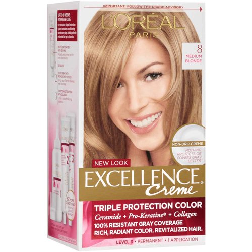 Excellence Creme Pro - Keratine # 8 Medium Blonde - Natural by L'Oreal for Unisex - 1 Application Hair Color