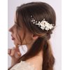 Rumtock White Flower Beads Hair Comb Side Headpiece for Wedding Brides Women Hair Accessories