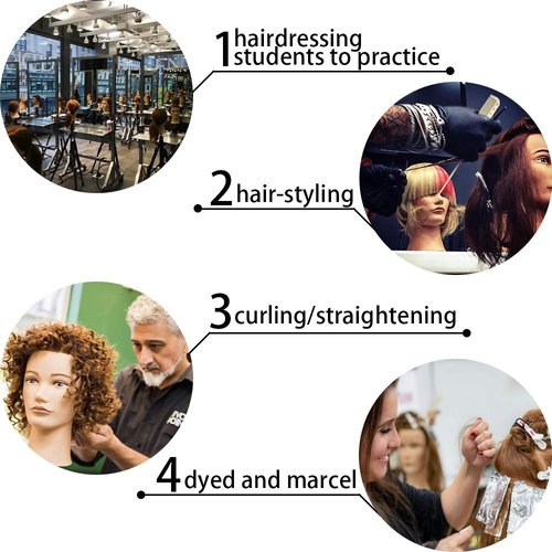 Morris Mannequin Head 100% Real Hair Training Head Manikin Head Cosmetology Doll Head for Hairdresser Practice HairStyling Braiding with Clamp Stand (16 Inch)