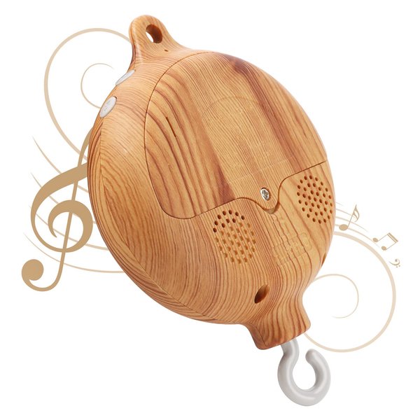 Baby Mobile Rotary Music Box Imitation Wood with Rotating Hook -Crib Mobile Motor Battery Operated Plays 35 Tunes Crib Toys Attachments