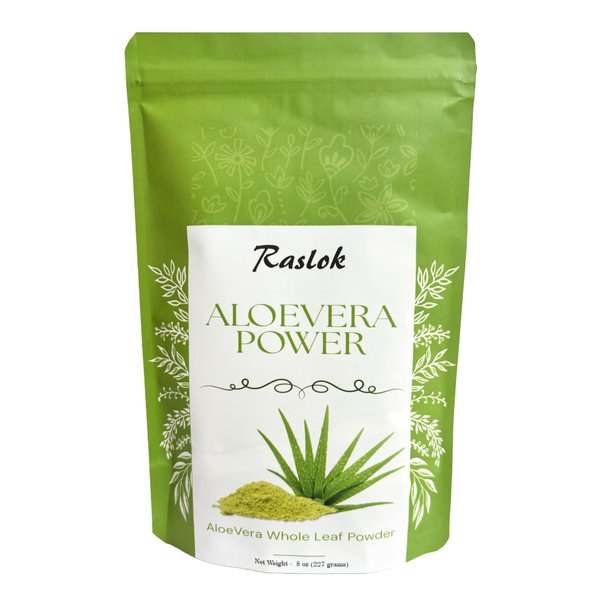 Raslok Aloe Vera Powder | Aloe barbadensis Powder | Natural Skin Moisturizer (8 oz)| for External Use Only