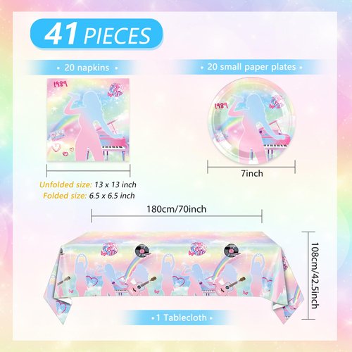 41PCS Music Theme Party Decorations Musical Party Plates Napkins Tablecloth Music Theme Disposable Tableware Music Decor for Girls Boys Music Party Birthday Decorations, Serve 20