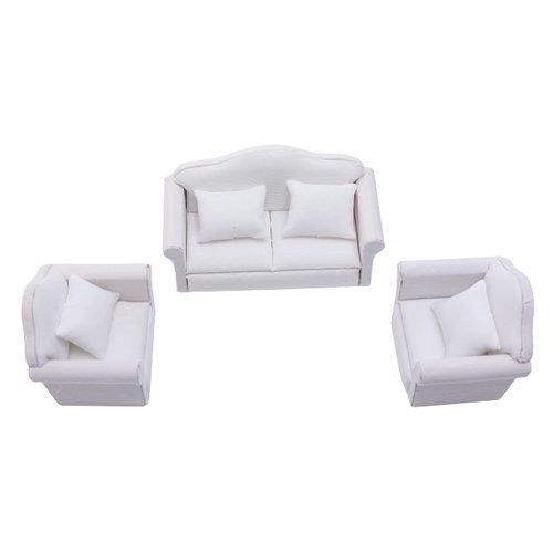 Fateanuki 1 12 Scale Doll House Furnitures 3pc Sofa Miniature Dollhouse Toy Parlor Bedroom Decoration Accessories