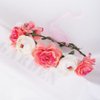 Kercisbeauty Rustic Floral Wreath Crown for Wedding Brides Flower Girls Pink Blush Rose Flower Headband Tiara Hair Accessory for Women Girls Prom Halloween Party (Pink)