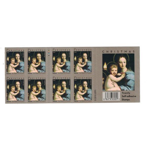 Christmas Madonna of the Candelabra by Raphael Book of 20 Forever Postage Stamps Scott 4570a