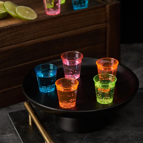 MATANA 300 Neon Plastic Shot Glasses (1oz), Party Shot Cups for Wine Tasting, Condiments, Sauce, Jello Shots & More - Sturdy & Reusable