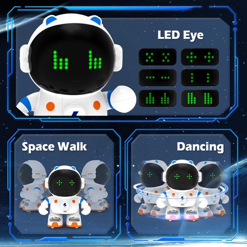 KaeKid Astronaut Robots for Kids, Smart Talking Robotic with Touch Sensor, Voice Control, Speech Recognition, Sing, Dance, Repeat and Record, Rechargeable Robot Toy for 3-8 Year Old Boys Girls