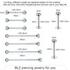 BLZ 90PCS Mixed-pack Piercing Kit Stainless Steel 14G 16G 18G 20G Piercing Needle with Nose Septum Lip Tongue Tragus Cartilage Daith Eyebrow Belly Button Rings Retainer Piercing Jewelry silver