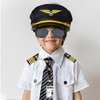 Keymall Kids Pilot Costume Accessories Set With Aviator Hat Sunglasses Tie Pin for Aviation Halloween Dress Up