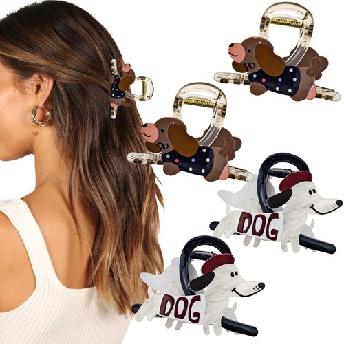 4PCS Cute Dog Hair Clips, Cute Small Claw Clips Dog Hair Barrettes Hair Accessories for Women Gir...