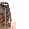 Bow Hair Clips,2 PCS White Hair Bows Tassel Hair Ribbons,Long Hair Bow Satin Hair Clip Ribbon Accessories for Women Valentine's Day (White)