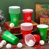 VioraWhite 22 Pcs Christmas Game Supplies Set 16 oz Plastic Cups with 8 Christmas Theme Balls Xmas Party Game Beer Cups for Christmas House Parties Favors Concerts Birthdays BBQ Holidays(Snowflake)