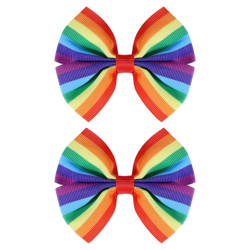 SUPCLIPS Rainbow Hair Bow Clips Boutique Grosgrain Hair Clips Women Gilrs Hair Accessories for Pr...