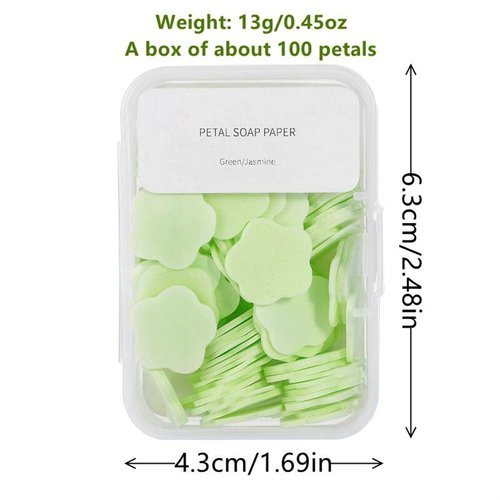 4 Different Scented Mini Fresh Portable Disposable Petal Hand Wash Sheets, Dissolvable Hand Bath Soap, Suitable for Children and Adults, Outdoor, Travel, Camping, 4 Boxes (Approx 400 Sheets)