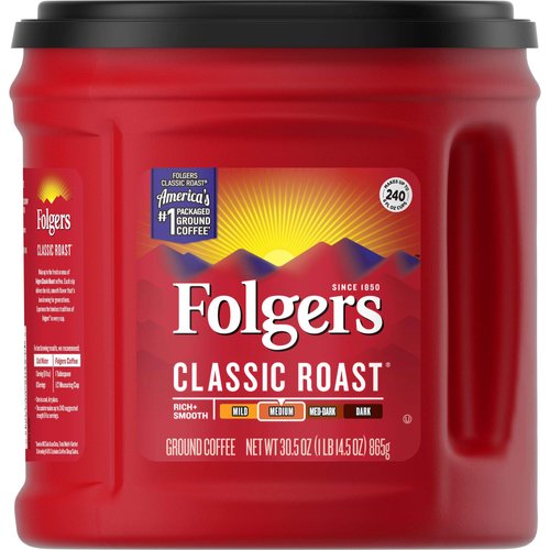 Folgers Classic Medium Roast Ground Coffee, 30.5 Ounces
