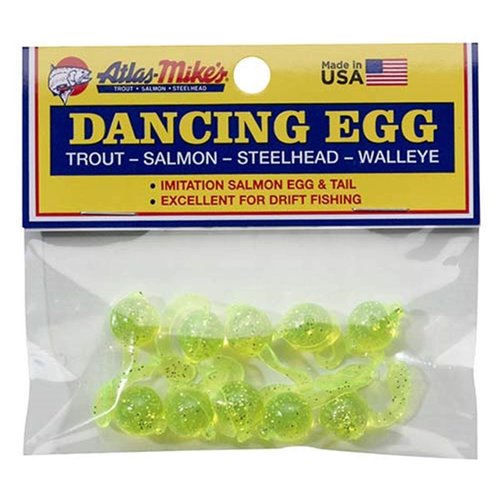 Atlas Mike's Bag of Dancing Salmon Fishing Bait Eggs (Pack of 10), Yellow