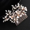 Kercisbeauty Light Champagne Hair Comb for Bride Wedding Bridal Headpiece Hair Accessories for Women Bridesmaid Gift (Rose Gold)