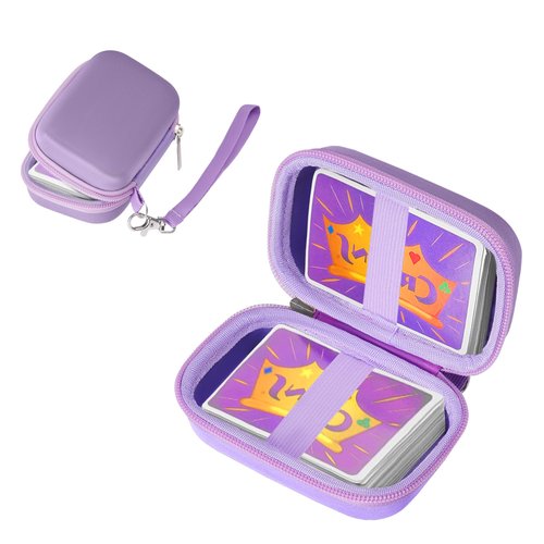 A ANTER No Cards, Travel Card Games Case Compatible with Enterprises Five Crowns Card Games Set, Hard Carrying Card Case for UNO and Phase 10 Playing Card Case (Purple)