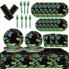 Reptile Lizard Snake Birthday Party Supplies Tableware Kit for 24 Guests Camping Wildlife Snakes Party Plates Napkins Decorations and Favors with Wilderness Jungle Alligator Turtle Tablecloth