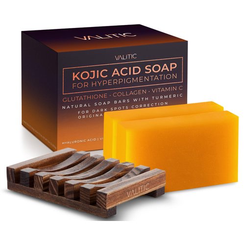 VALITIC Kojic Acid Soap for Hyperpigmentation - with Glutathione, Collagen &amp; Vitamin C - Natural ...