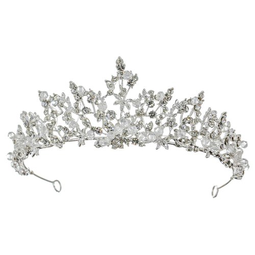 Samky Bride's Crystal Wedding Tiara Crown Bridal Rhinestone Headpiece Hair Accessories for Woman