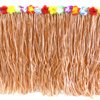 GiftExpress 9 feet X 29" Luau Grass Table Skirt, Hawaiian Luau Libiscus Table Skirt for Hawaiian Party, Luau Party Supplies, Luau Party Decorations, Moana Birthday Party (Natural Hay Grass)