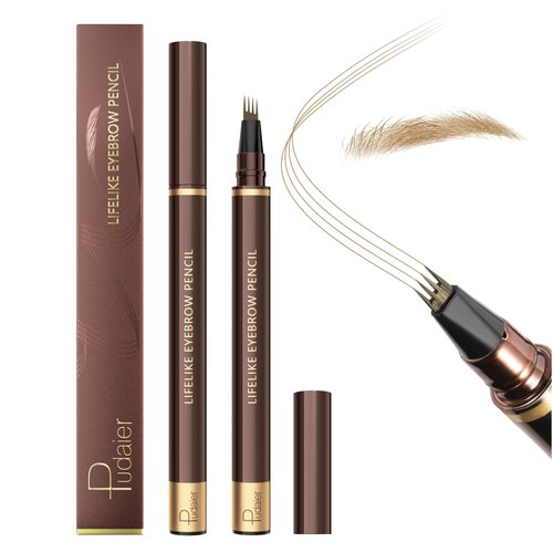 Espoce Eyebrow Pencil, 2Pcs Waterproof Microblading Eyebrow Pens, 4 Tip Precise Eye Brow Makeup Pen for Women to Effortlessly Create Hair Like Natural Brows, Non Dry Out and Last All Day (Light Brown)