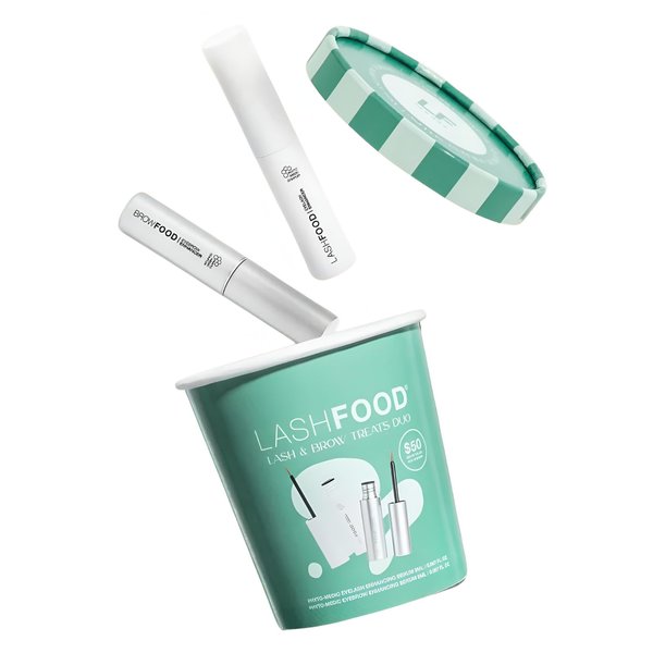 Lash & Brow Treats Duo Ice Cream Tub Gift Set by Lashfood | Eyebrow & Eyelash Enhancing Serum Extender Set for Fuller, Thicker & Longer Looking Defining Eyelashes & Eyebrows With Phyto-Medic Complex