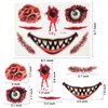 Zienlay Halloween Zombie Makeup Temporary Tattoos 74Pcs, Waterproof Horror Fake Scars Body Face Wound Stitch Prank Bloody Tattoo Stickers for Chucky Costume Vampire Masquerade Scary Party Women Men