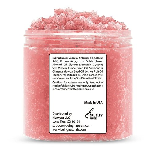 Natural Himalayan Salt Body Scrub - with Lychee Oil and Snail Mucin, Exfoliating Salt Scrub to Exfoliate & Moisturize Skin, Deep Cleansing - 11 oz