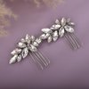 Teyglen Rhinestone Wedding Hair Comb Silver Crystal Headpiece for Bride Wedding Crystal Hair Side Comb Bridal Crystal Hair Piece Rhinestone Hair Accessories for Women Girls (Silver)