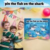 Pin The Fish on The Shark Party Game, Ocean Shark Themed Birthday Party Supplies Decorations for Kids