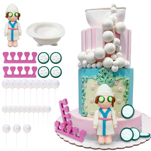 Spa Party Cake Topper Decoration Balls Cake Topper Spa Theme Party Supplies for Make Up Party Bir...
