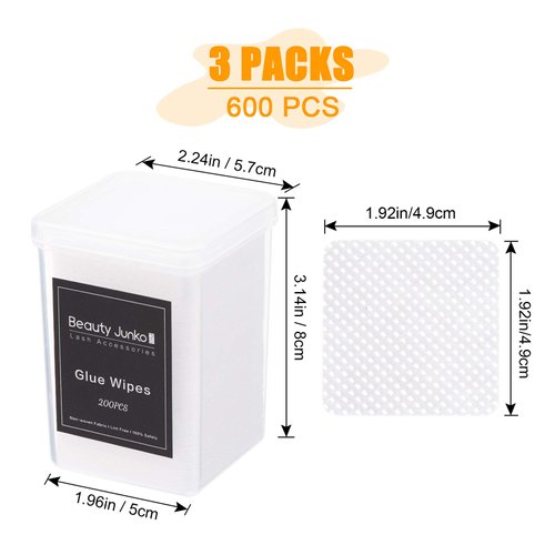 Lint Free Nail Wipes, 600 PCS Lash Extension Glue Wipes, Lint-Free Pads, Gel Nail Polish Remover for Manicure and Pedicure, Glue Wiping Pads, Nail Art Accessories