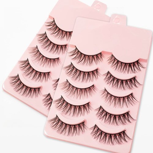 Red Ember Natural Faux Mink Eyelashes Strip Lashes Natural Wispy Fluffy 3D Effect Supernatural Reusable Lashes Fake Eyelashes - 10 Pairs