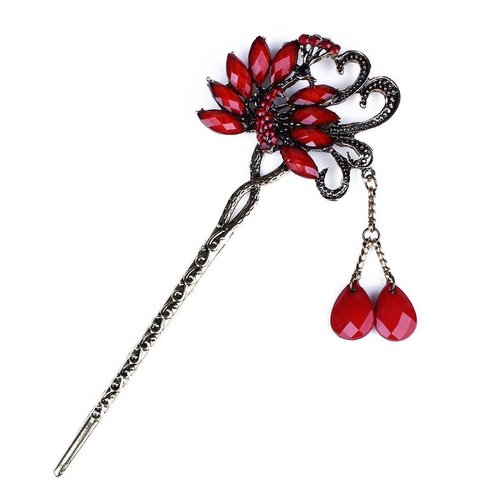 Vintage Chinese Women's Peacock Bird Crystal Hair Stick, Bridal Hair, Wedding Hair, Bride Hair Jewelry