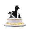 Mr & Mrs Bride and Groom Cake Topper with Dog Pet Silhouette funny wedding cake topper
