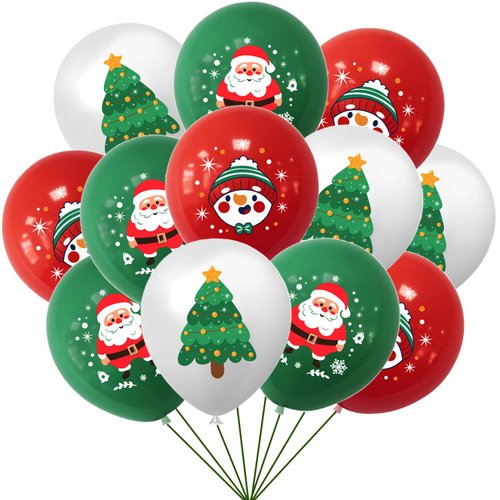 HADCKJA Christmas Balloons Christmas Party Supplies Christmas Tree White Snowman Red Santa Claus Green Latex Balloon for Christmas Party Decor Christmas Theme Birthday party Decorations 12Pcs