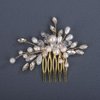 BERYUAN Crystal Rhinestone Pearls Wedding Hair Comb Birdal Rhinestone Pearls Headpiece Silver Gold Rose Gold Crystal Rhinestone Bridal Wedding Comb for Women (gold)