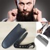 YUERWOVER Mustache Folding Comb for Men Stainless Steel Metal Pocket Beard Comb Moustache Brush Straightener Women Small Travel Comb for Grooming Styling Hair Beard (Black)