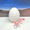 3D Printed Dragon with Dragon Egg, Articulated Mother and Child White and Pink Crystal Dragons, Fidget ADHD Autism Toy, Executive Desk Toy MCDD062WP-BD007WP-CRY