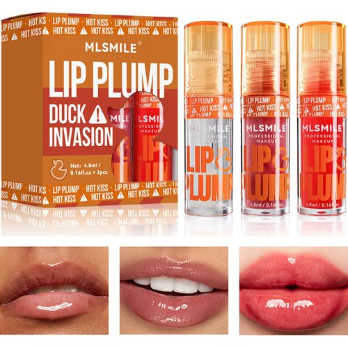 TIRDET 3 Colors Duck Lip Plump High Pigment Plumping Lip Gloss, Hydrating Fat Lip Oil Gloss, High Pigment No Sticky Lip Plumper Gloss, Long Lasting Fresh Plumping Lip Gloss Primer Lip Tint