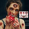 Zienlay Halloween Zombie Makeup Temporary Tattoos 74Pcs, Waterproof Horror Fake Scars Body Face Wound Stitch Prank Bloody Tattoo Stickers for Chucky Costume Vampire Masquerade Scary Party Women Men