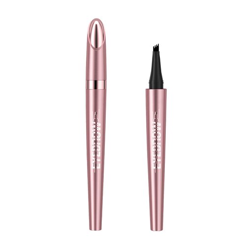 Liquid Eyebrow Pencil with Four Forks, Split Design, Water And Sweat Resistant, Smooth And Natural Eyebrow Shape (Black)