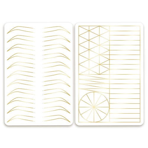 Guapa 2pcs Silicone Permanent Makeup Practice Skin Dual-Sided Brows Lips Brushing Tiny Tattoo Practice Skin with Design (White Skin-Golden Outlines)