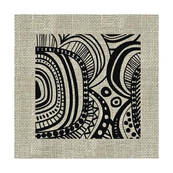 Ethnic Flower Grey Paper Luncheon Napkins 2x20pcs Abstract Floral Black Grey Pattern