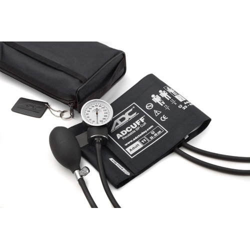 ADC Prosphyg 768BK Professional Pocket Aneroid Sphygmomanometer with Adcuff Nylon Blood Pressure Cuff and Matching Carrying Case, Adult, Black
