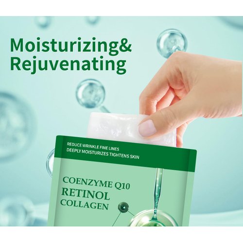 Pack of 10 Collagen Face Mask, Face Masks Skincare with Coenzyme Q10 Retinol Anti Aging Facial Masks Skin Care Hydrating Face Beauty Care Masks for Deep Repairing and Moisturizing Anti Wrinkles